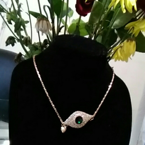 Jewelry - Besty Johnson green evil eye necklace rhinestones last one